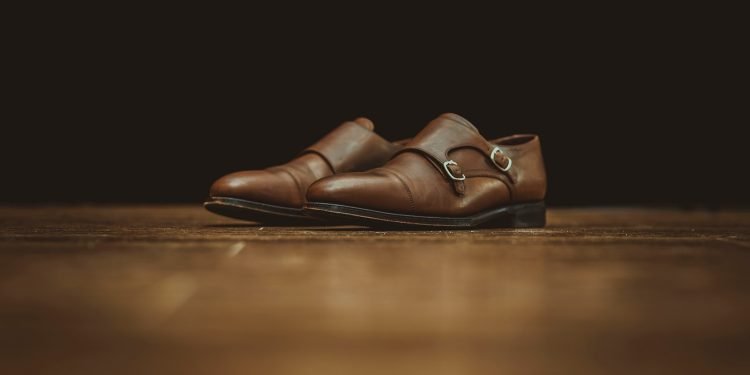 pair of men's brown leather loafers