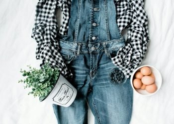 flat lay photography of clothes, eggs, and flowers